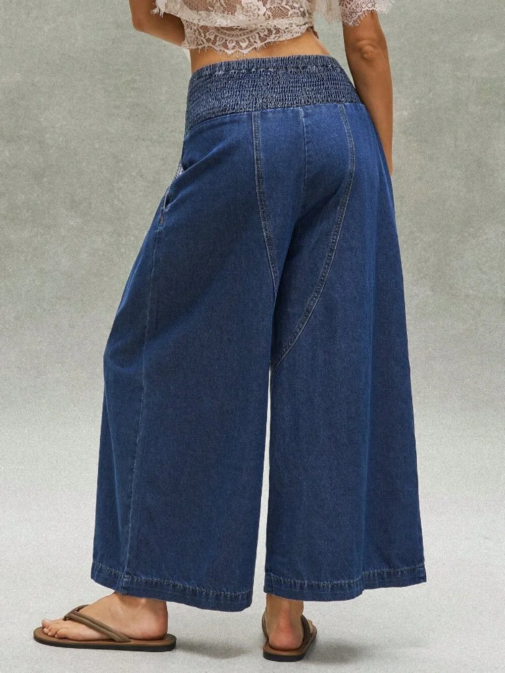 Blue Casual Women's Woven Denim Loose Fit Long Pants